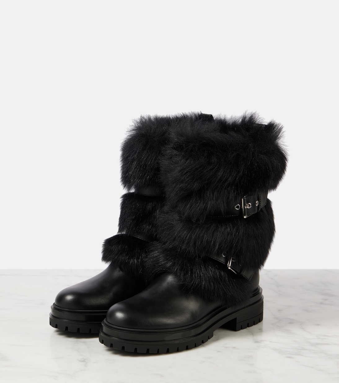 Botas biker Maverick de piel con borrego | Gianvito Rossi