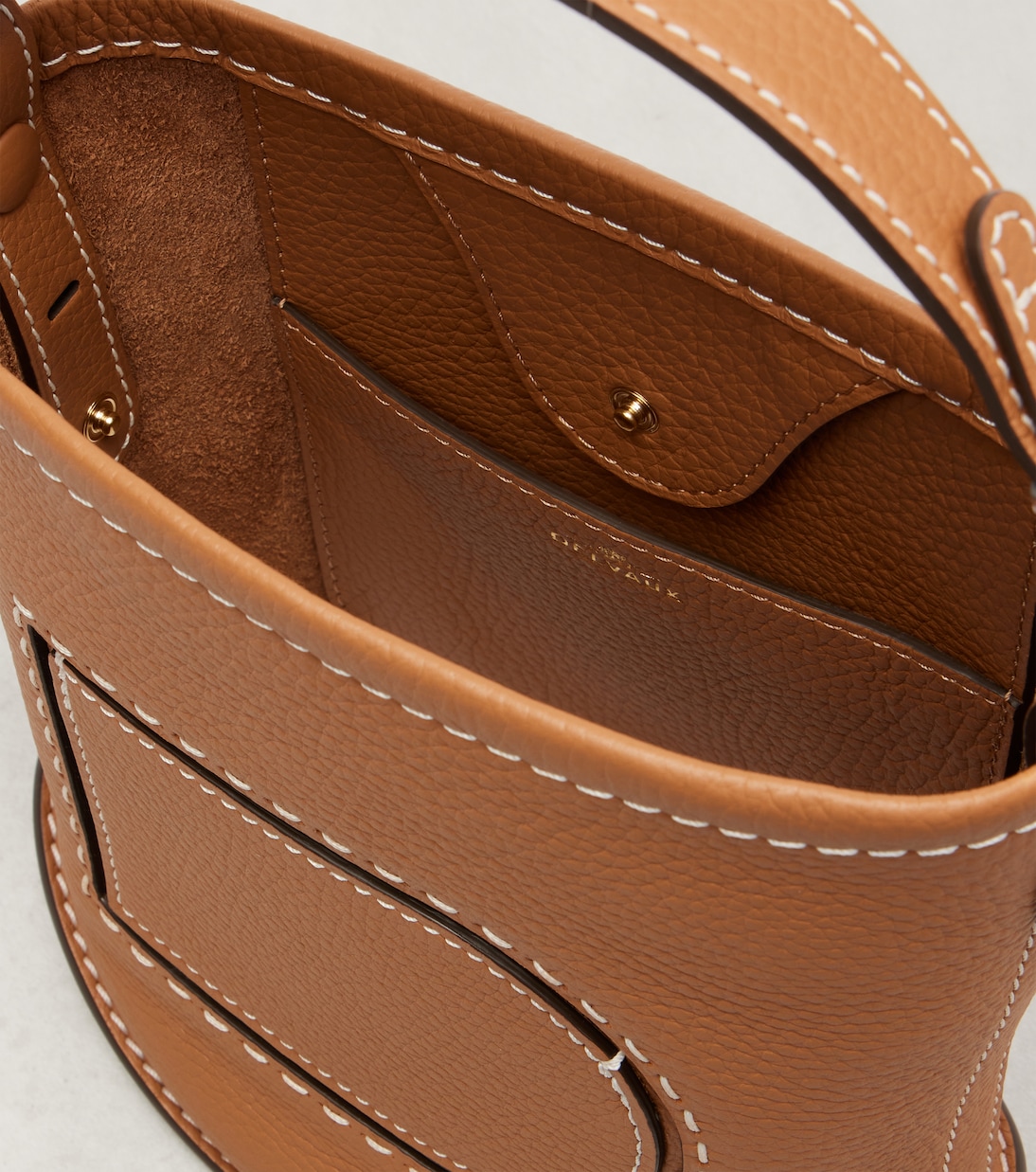 Bucket-Bag Pin Surpiqué Mini aus Leder | Delvaux