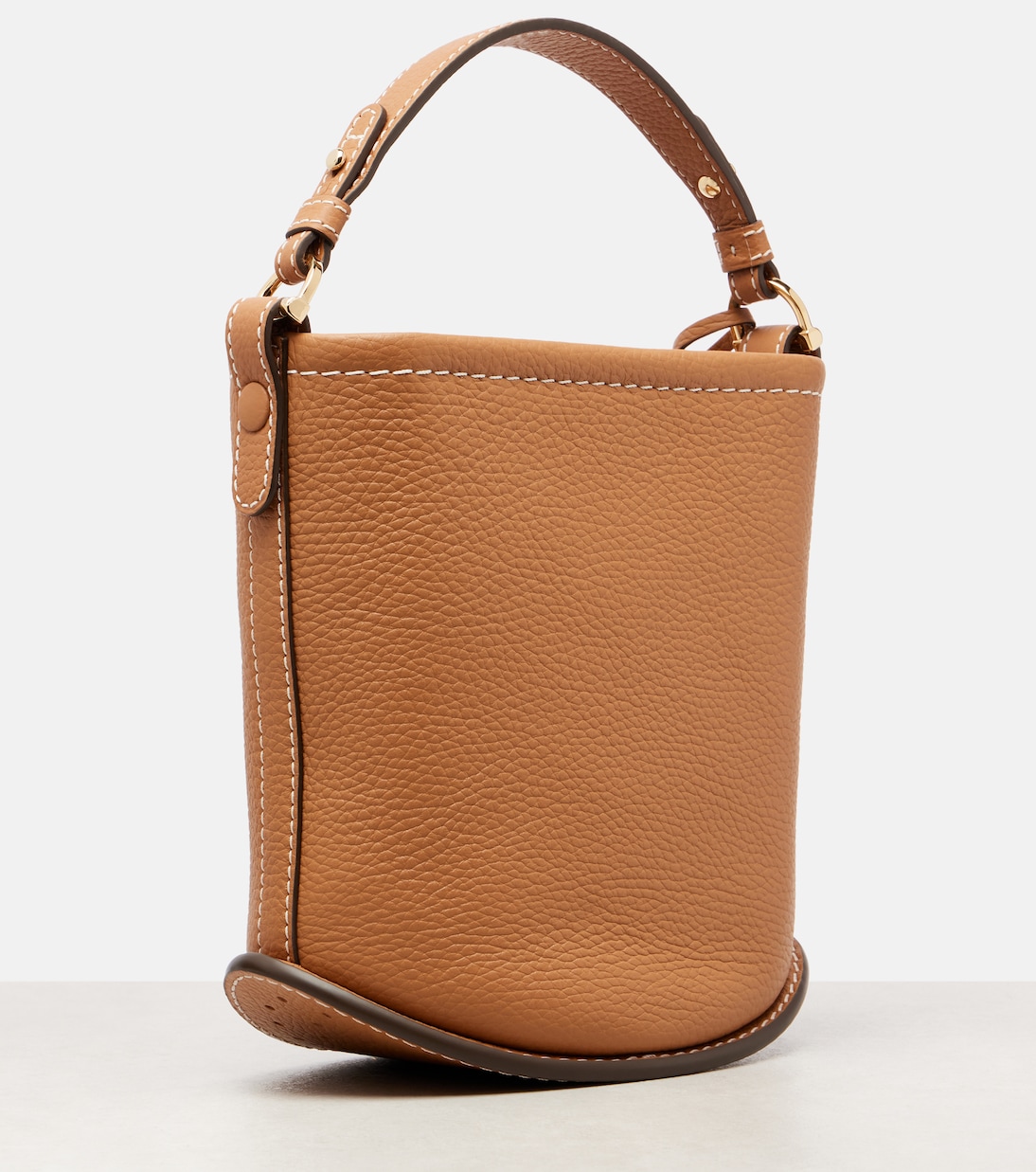 Bucket-Bag Pin Surpiqué Mini aus Leder | Delvaux