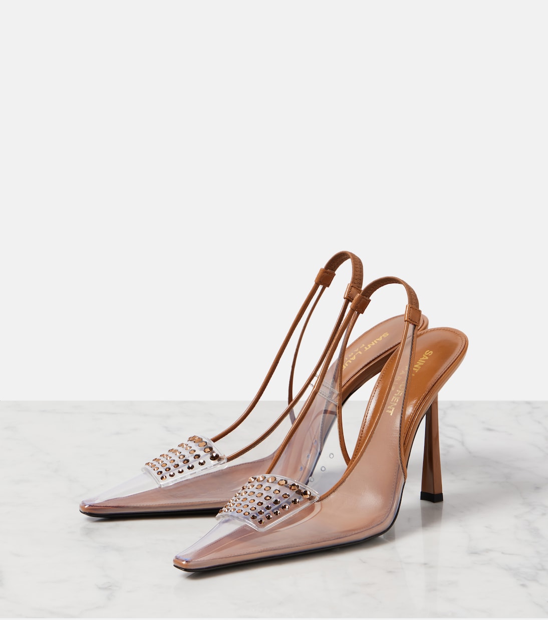 Jive embellished PVC slingback pumps | Saint Laurent