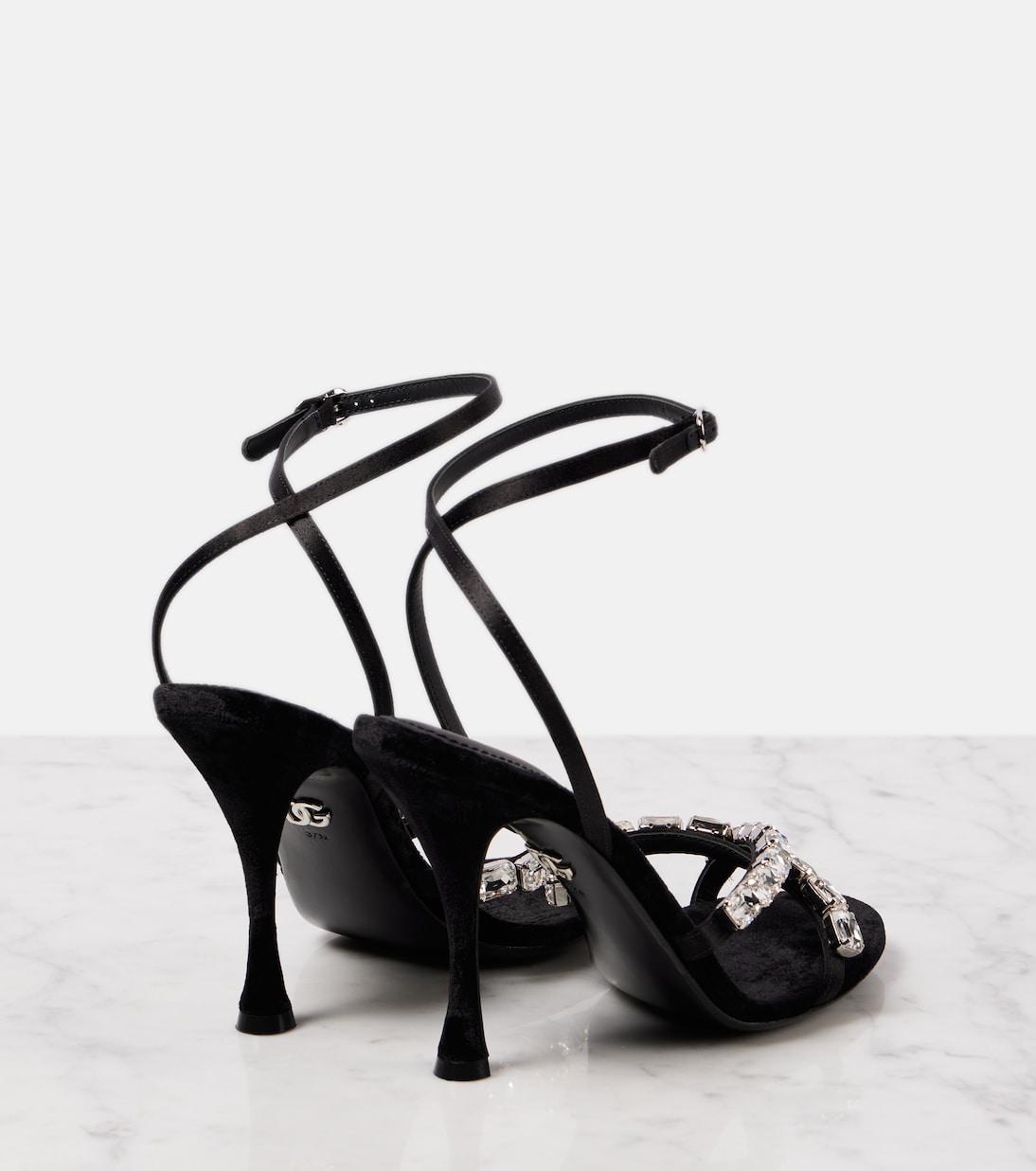 Crystal-embellished satin sandals | Dolce&Gabbana