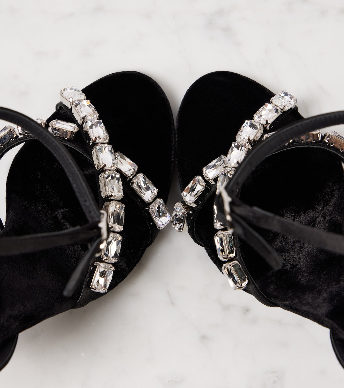 Crystal-embellished satin sandals | Dolce&Gabbana