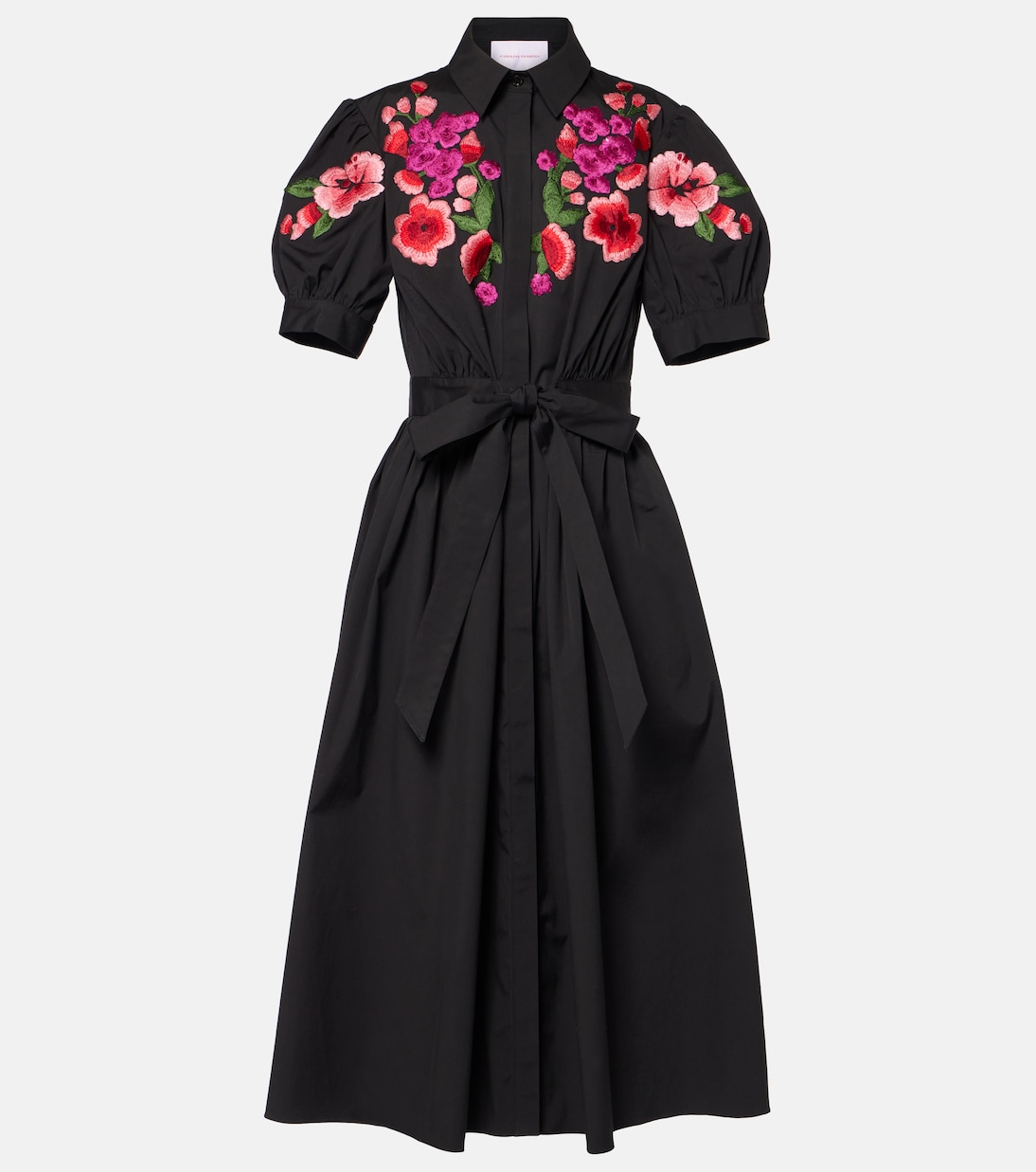 Abito chemisier in misto cotone con ricamo | Carolina Herrera