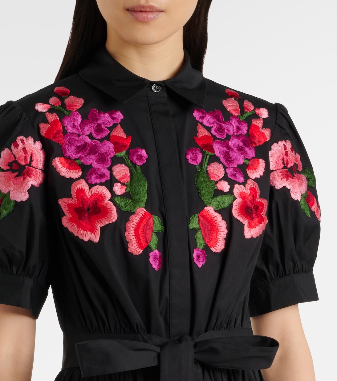 Abito chemisier in misto cotone con ricamo | Carolina Herrera