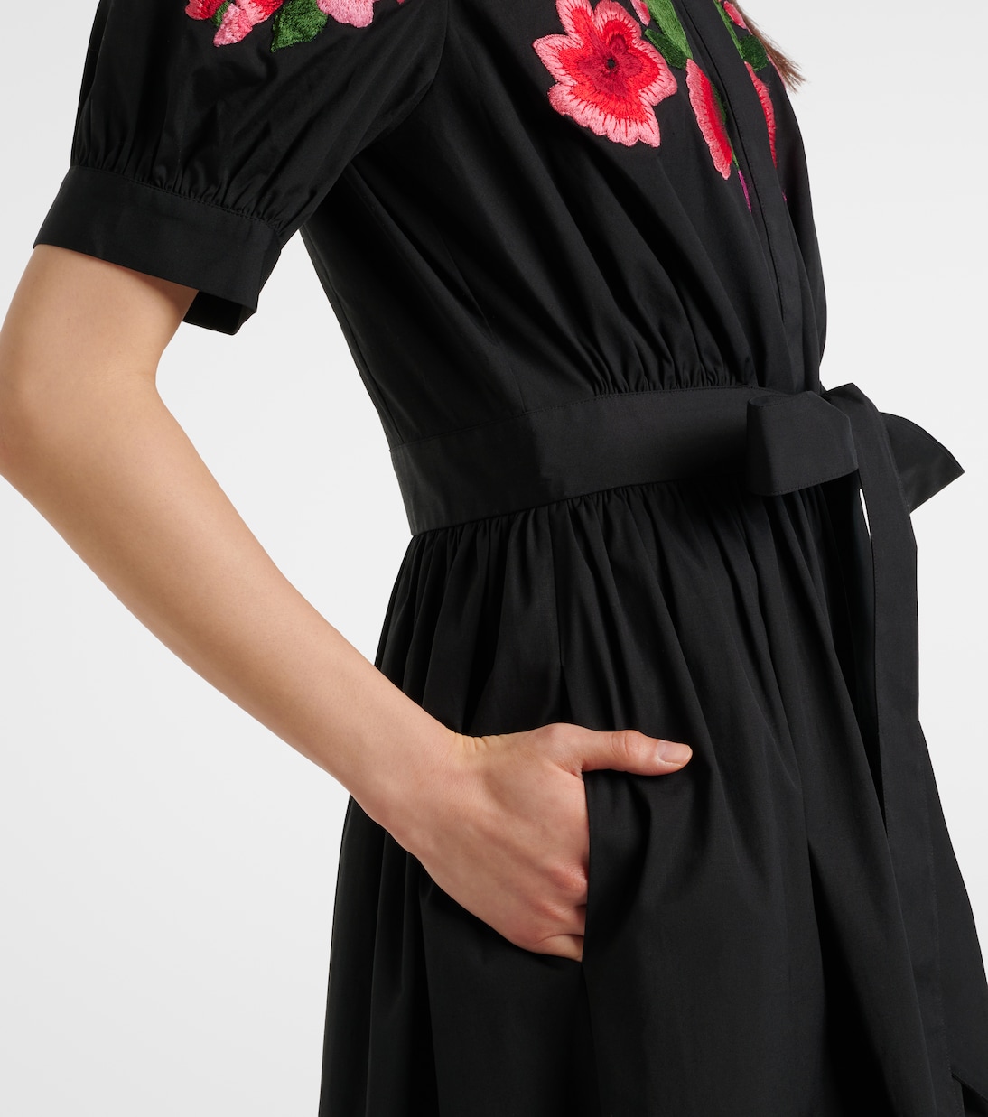 Abito chemisier in misto cotone con ricamo | Carolina Herrera