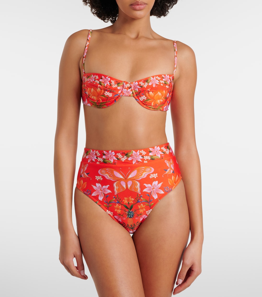 Printed high-rise bikini bottoms | Farm Rio
