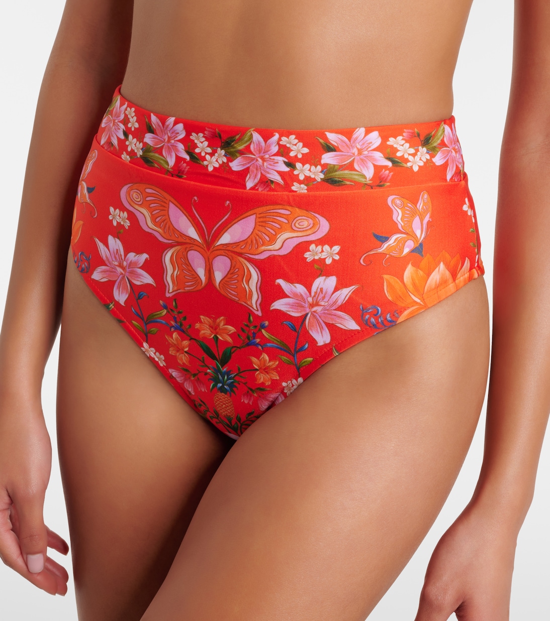 Printed high-rise bikini bottoms | Farm Rio