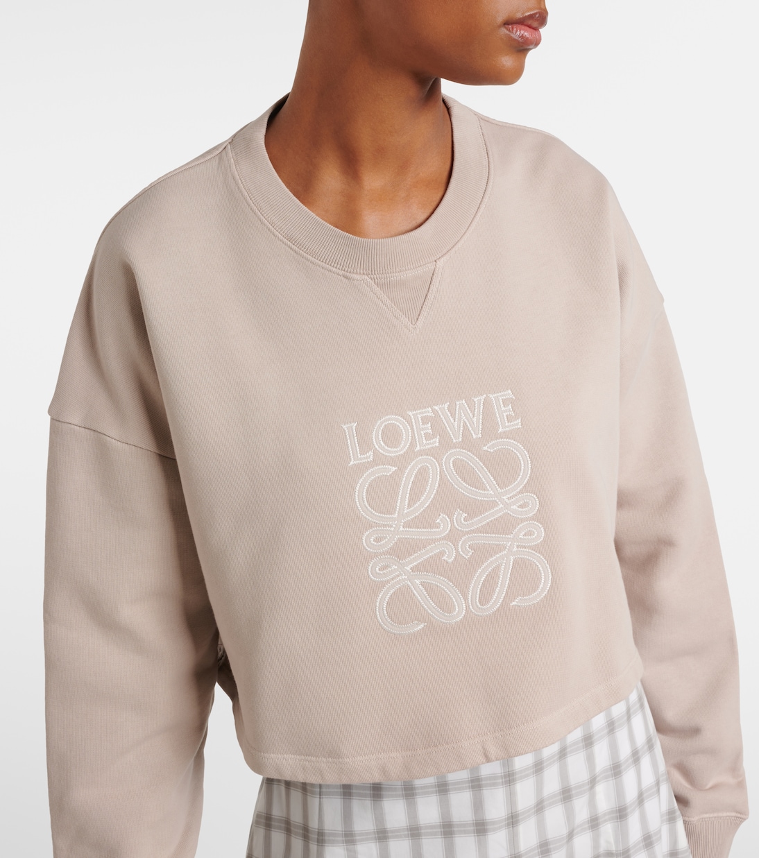 Sudadera cropped de algodón con anagrama | Loewe