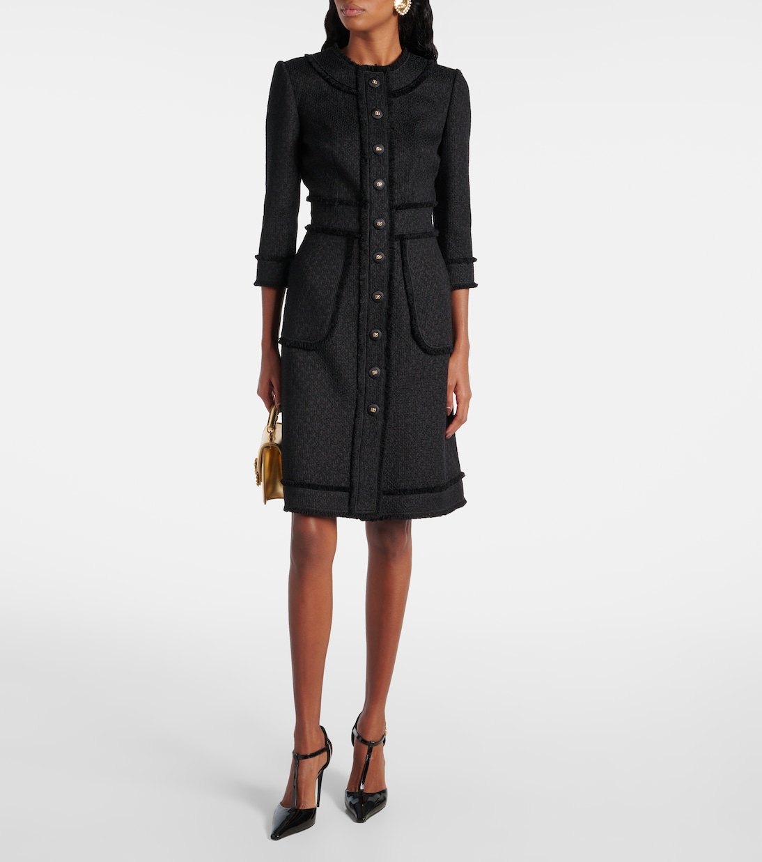 Abito midi DG in bouclé di misto lana | Dolce&Gabbana