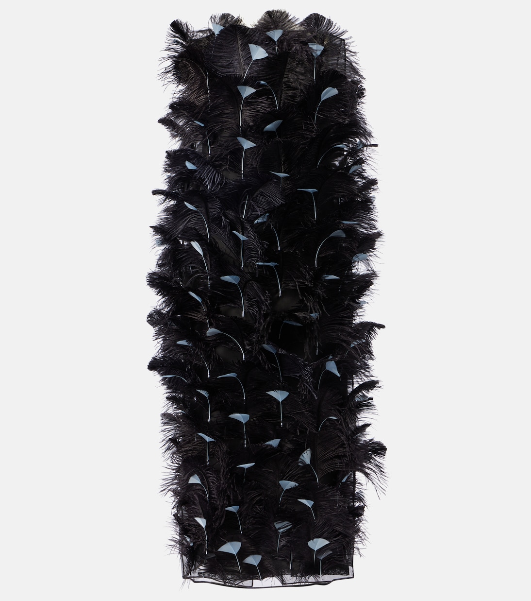 Abito midi in organza di seta con piume | Prada