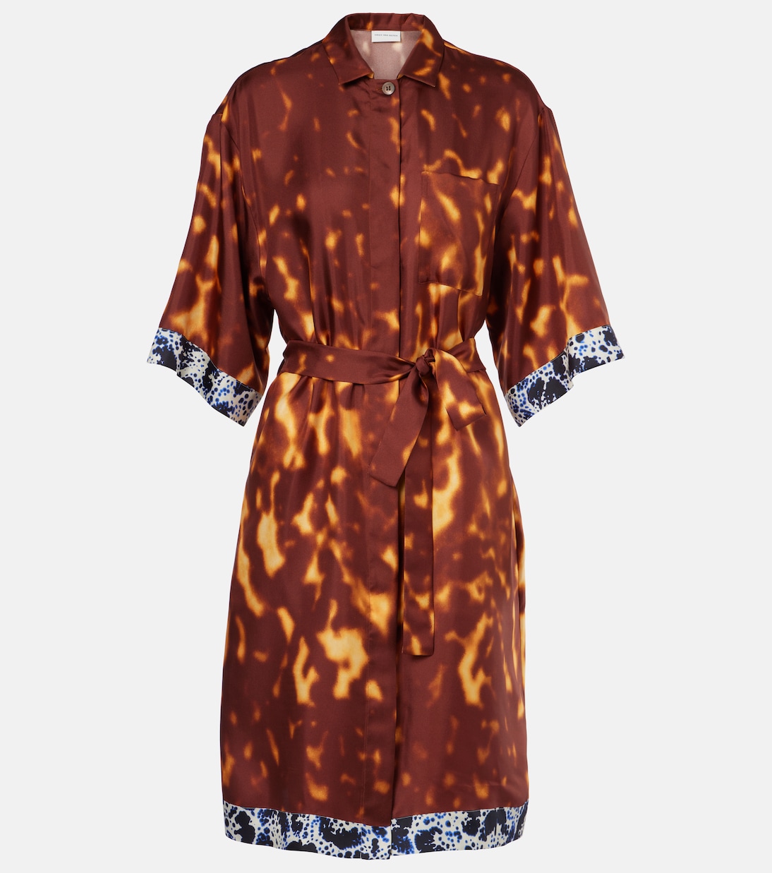 Abito chemisier in seta con stampa | Dries Van Noten
