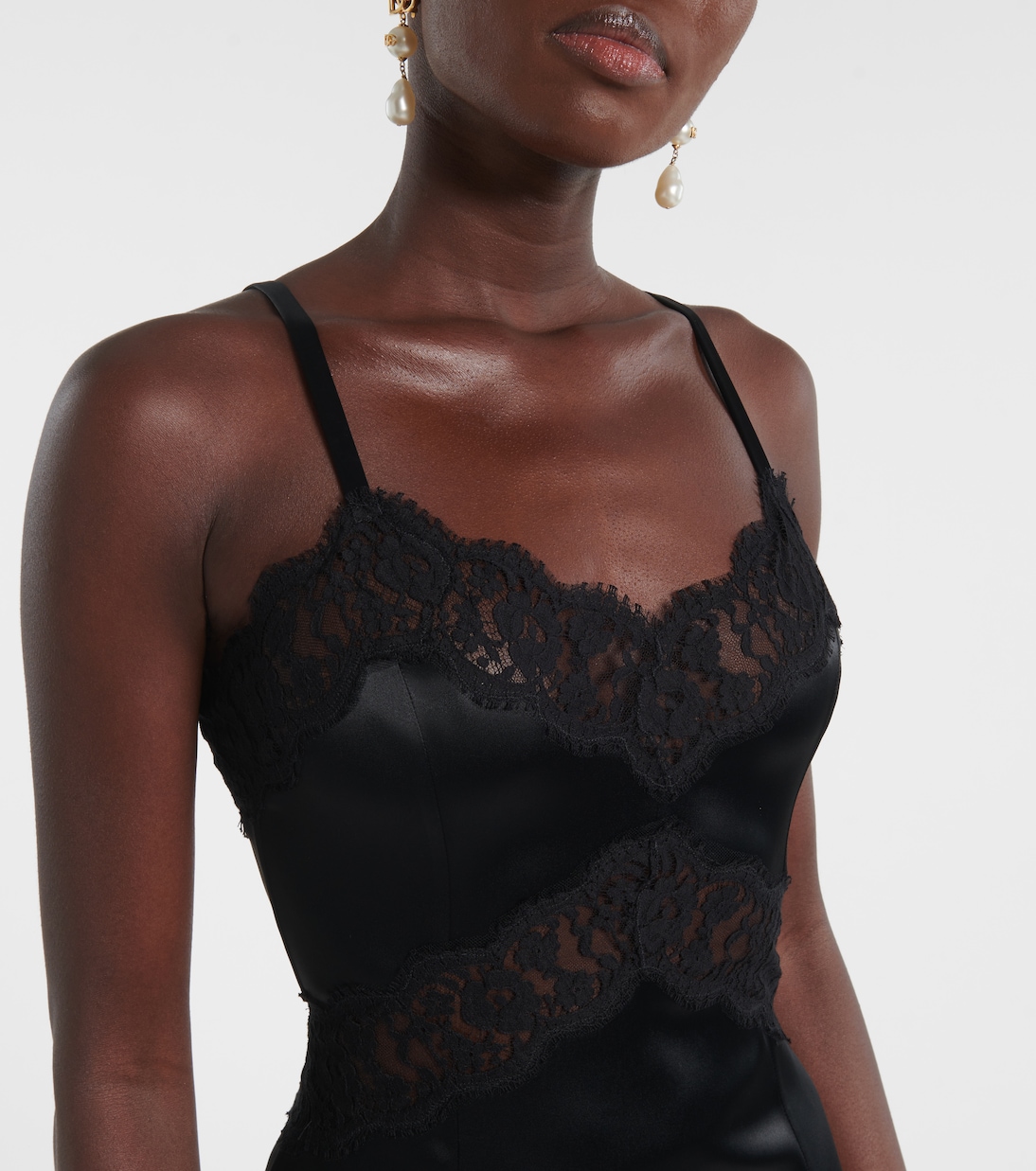 Slipdress aus Satin mit Spitze | Dolce&Gabbana