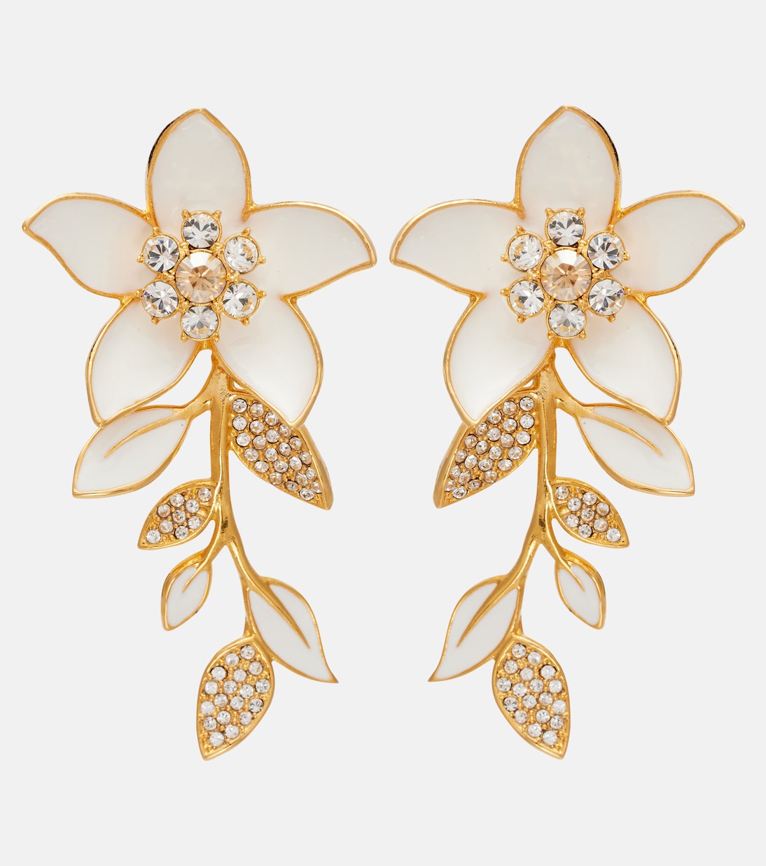 Pendientes Jasmine Vine adornados con esmalte | Oscar de la Renta