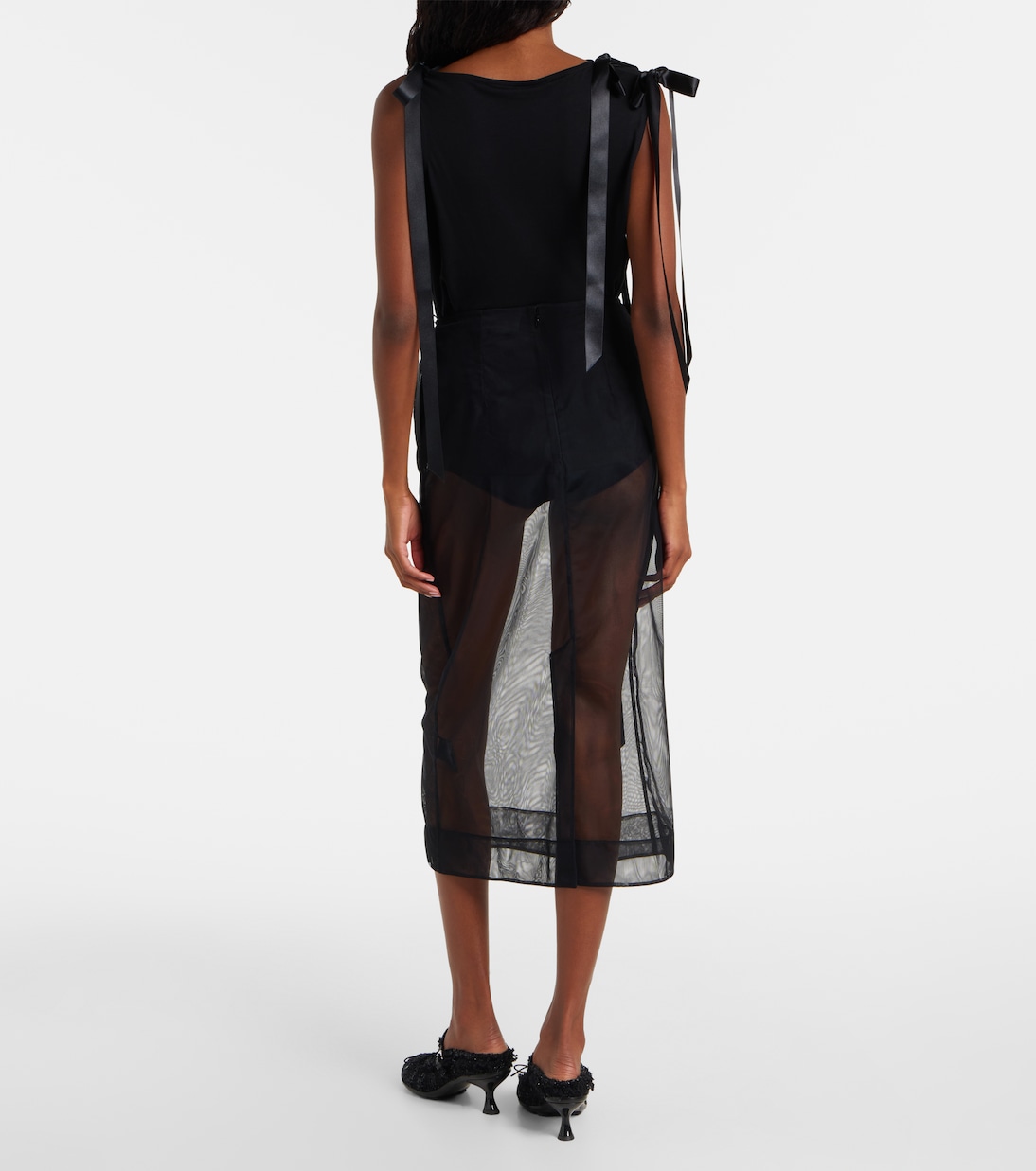 Bow-detail sheer tulle midi skirt  | Simone Rocha