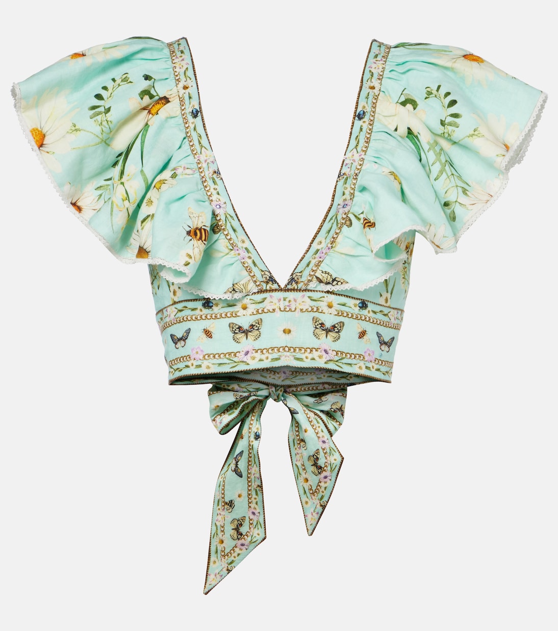 Floral linen crop top  | Camilla