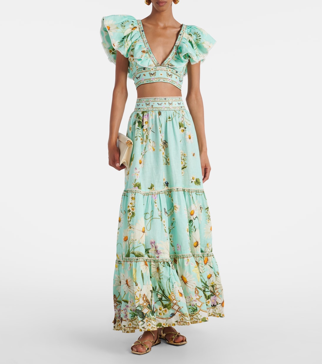 Floral linen crop top  | Camilla