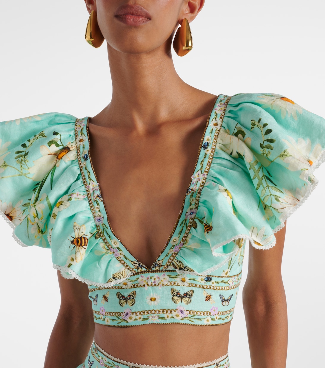 Floral linen crop top  | Camilla