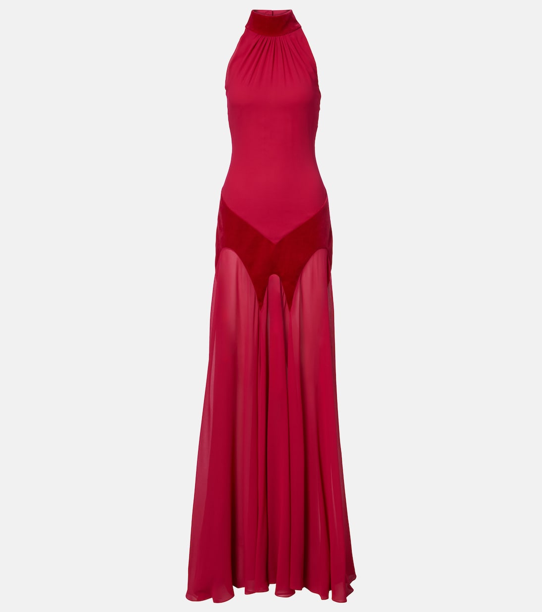 Velvet-trimmed silk georgette gown | McQueen