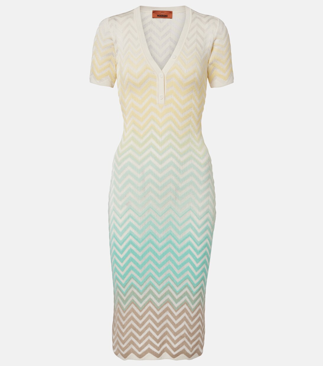 Abito midi in maglia di misto cotone a zig-zag | Missoni