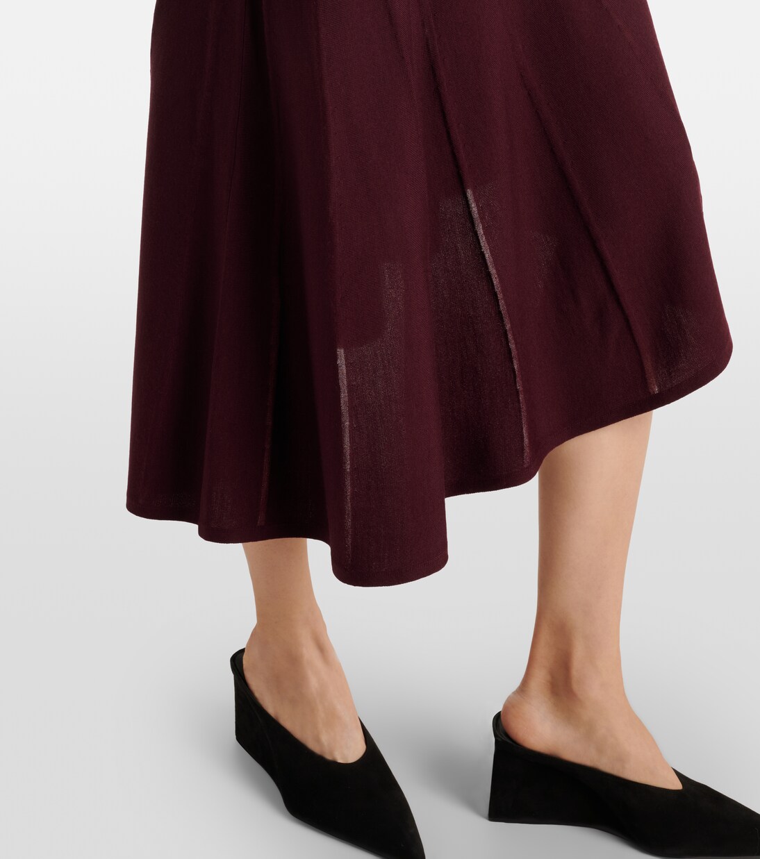 Vestido midi asimétrico de lana plisado | Alaïa