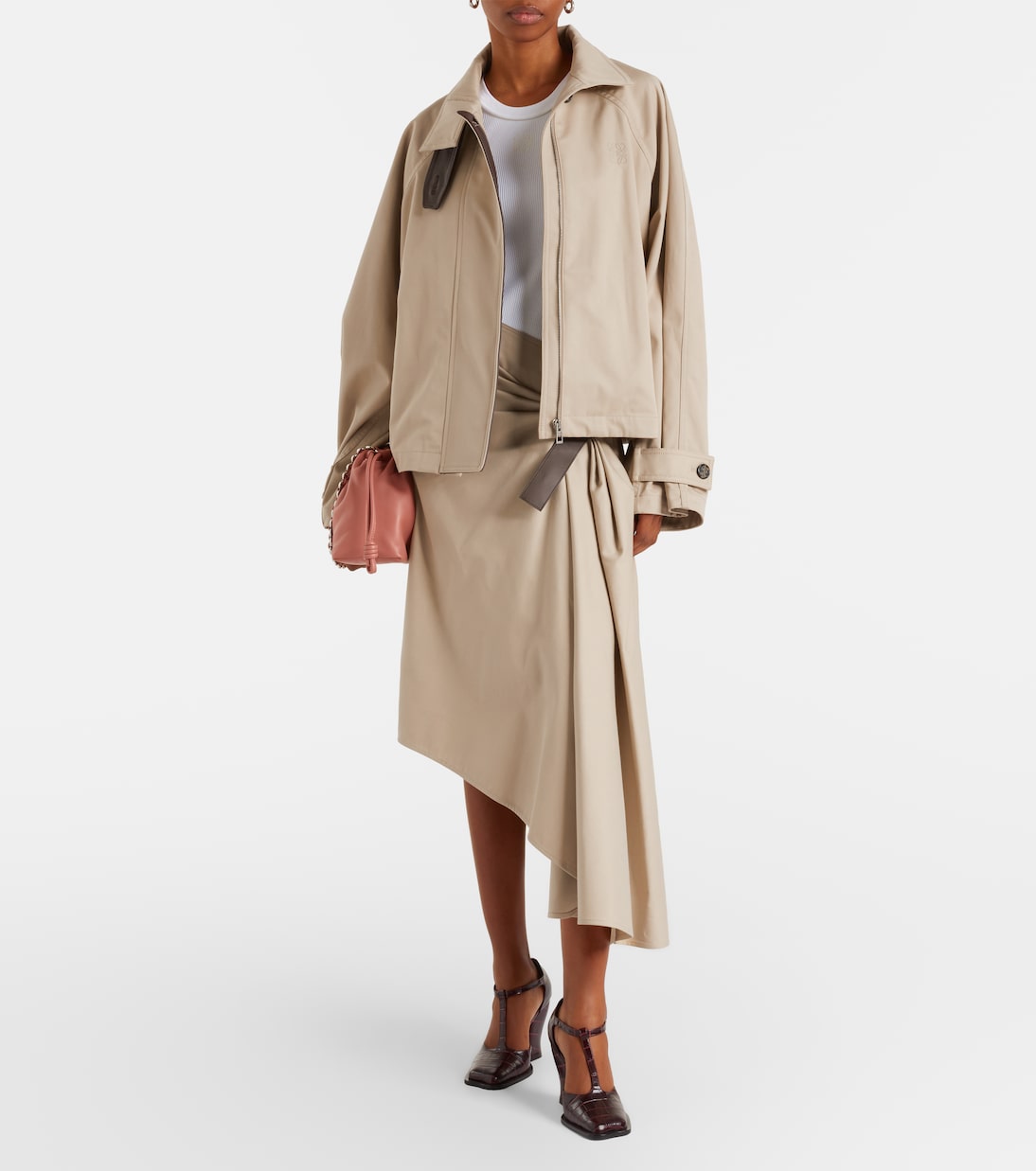Leather-trimmed cotton and silk jacket | Loewe
