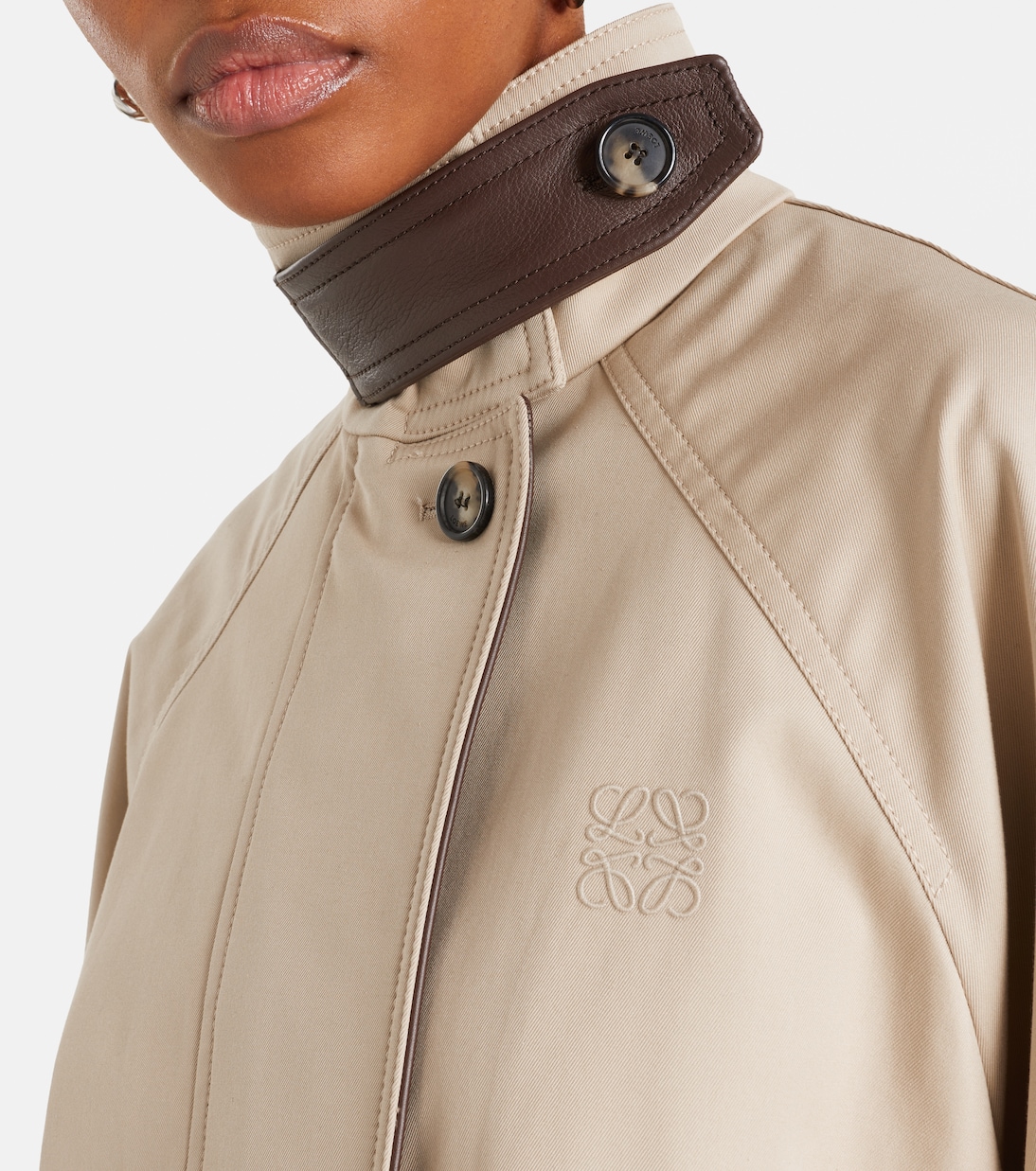 Leather-trimmed cotton and silk jacket | Loewe