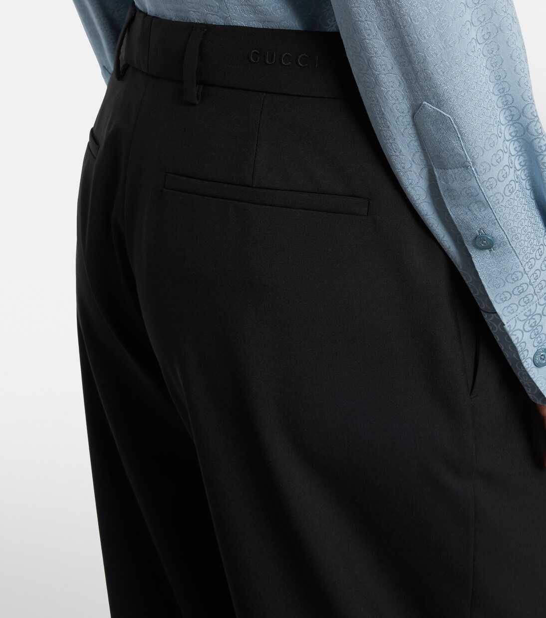 Gerade High-Rise-Hose aus Wolle | Gucci