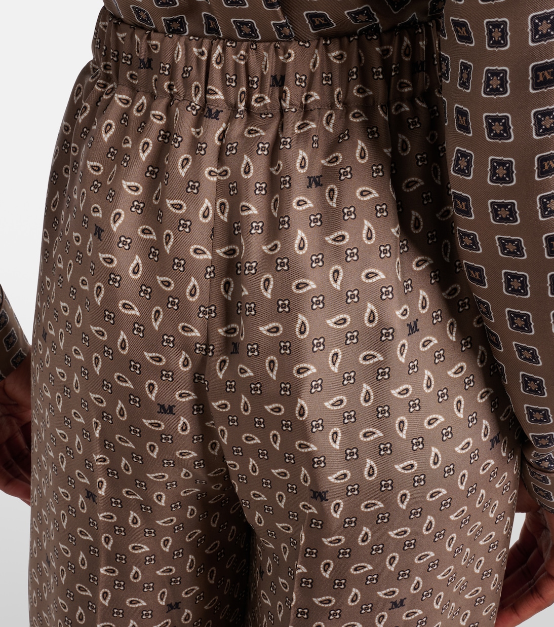 بنطلون واسع من الساتان الحريري بطبعات Vischio | Max Mara