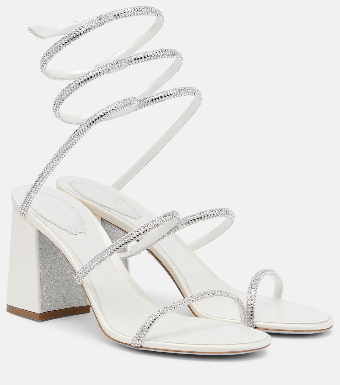 Sandalen 80 aus Satin mit Kristallen | Rene Caovilla