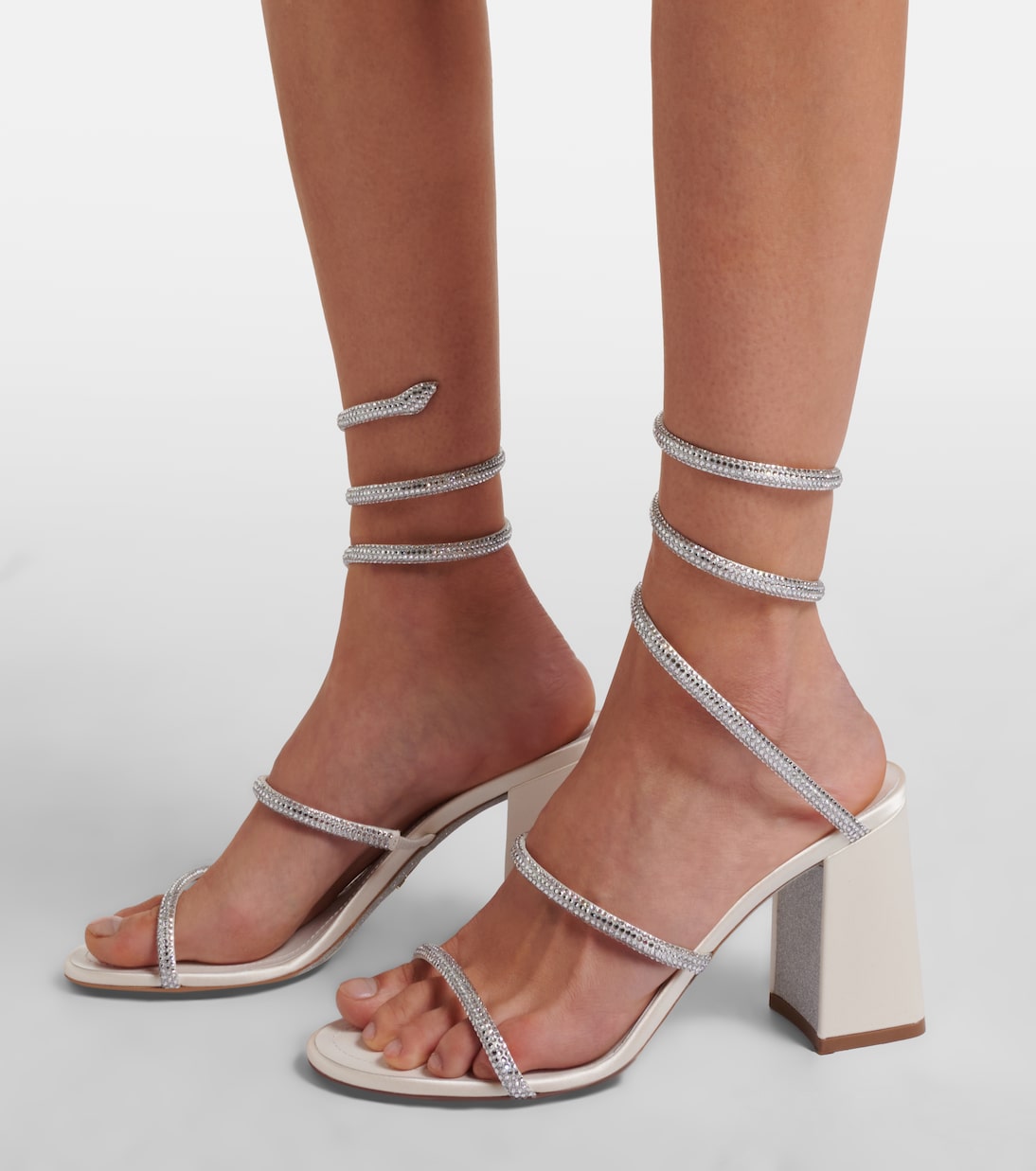 Sandalen 80 aus Satin mit Kristallen | Rene Caovilla