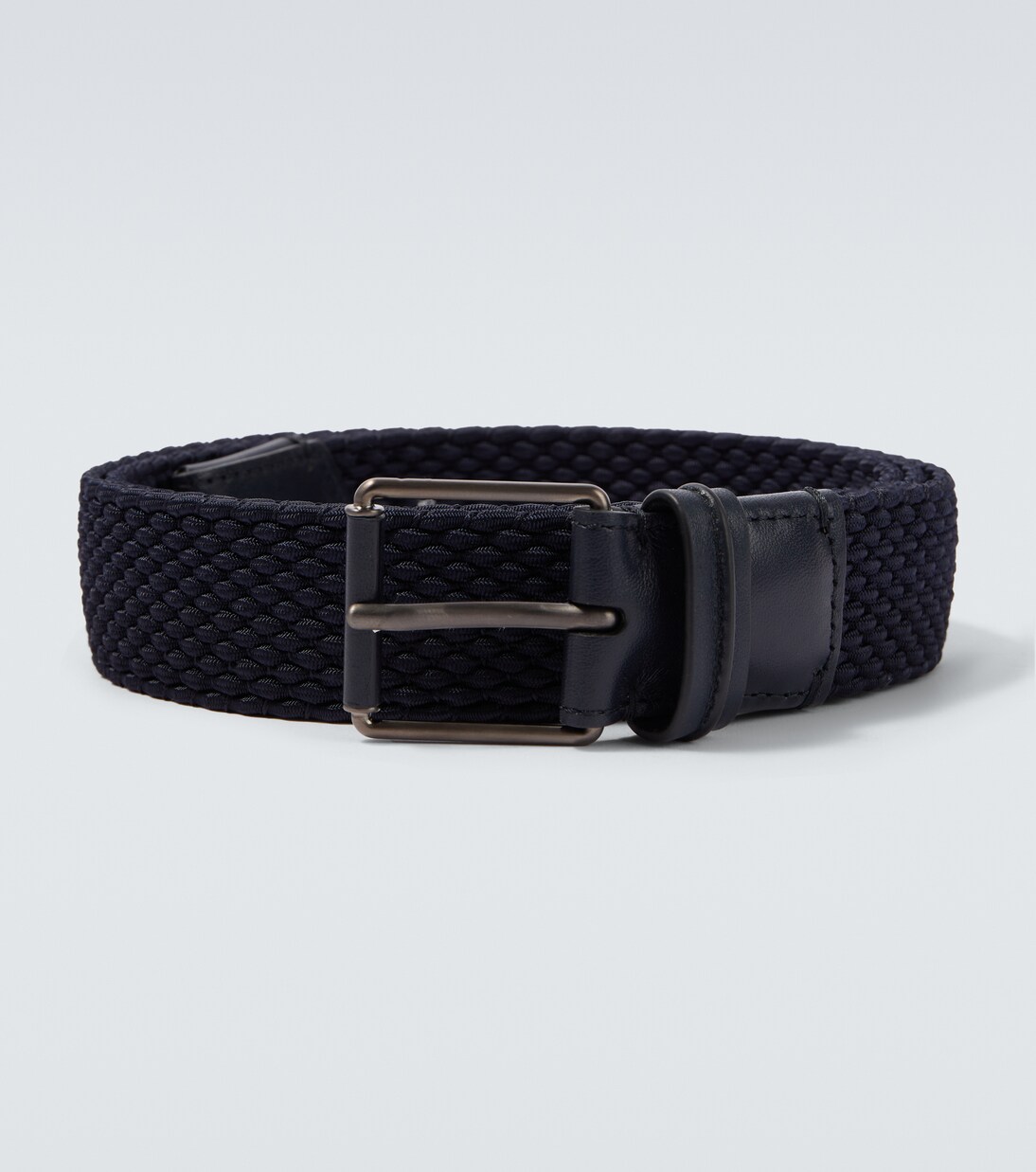 Braided leather-trimmed belt | Zegna