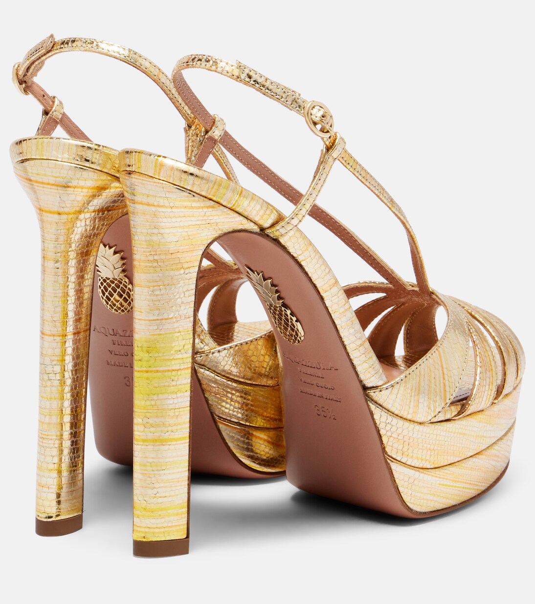 Aimée 130 metallic leather platform sandals | Aquazzura