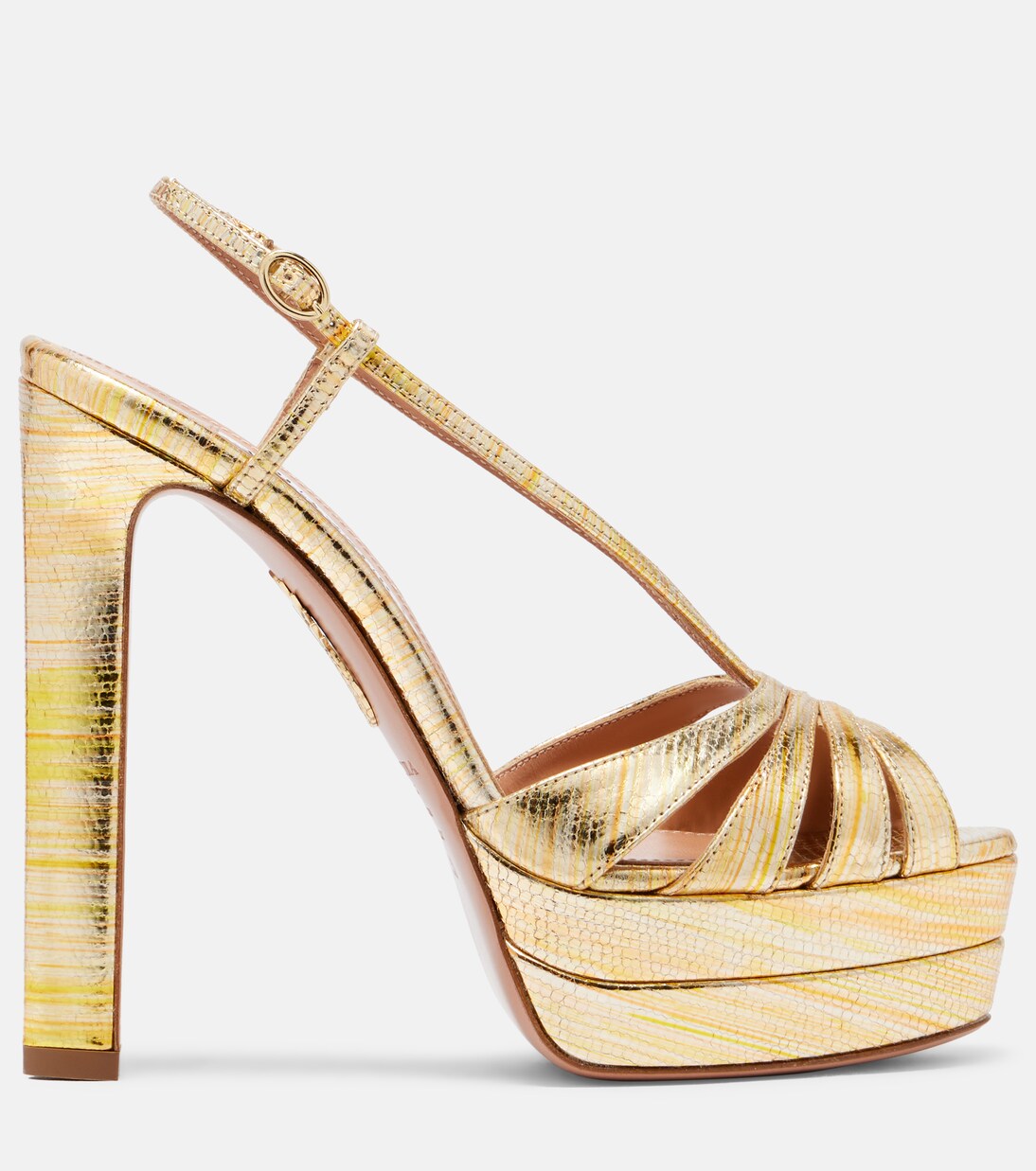 Aimée 130 metallic leather platform sandals | Aquazzura