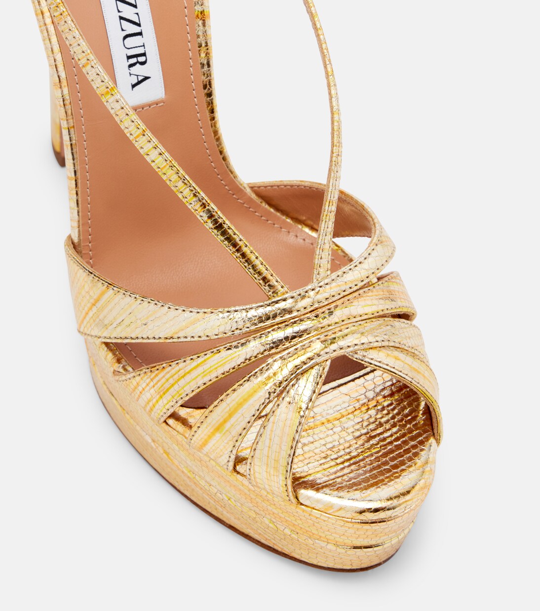 Aimée 130 metallic leather platform sandals | Aquazzura