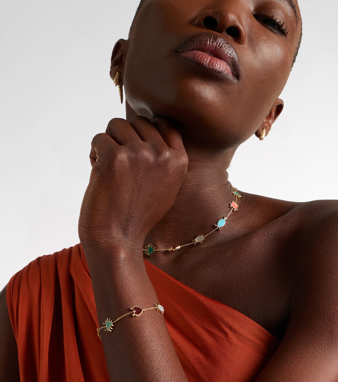 Petits Personnages 9kt gold bracelet with gemstones | Yvonne Léon