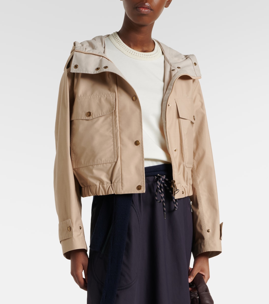 Carex cropped hooded cotton-blend poplin jacket | Moncler