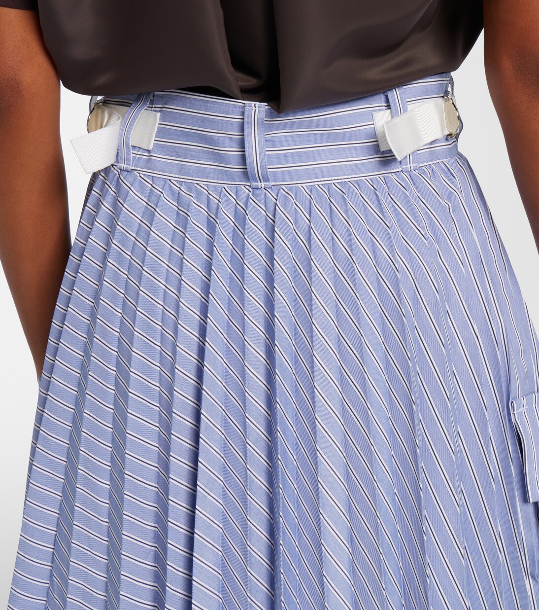 Striped cotton-blend midi skirt | Sacai