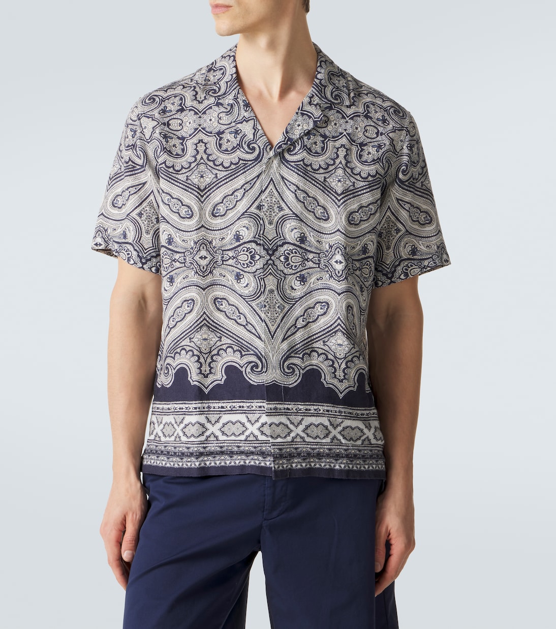 قميص بولينج من الكتان بطبعات بازيلي Maitan | Orlebar Brown