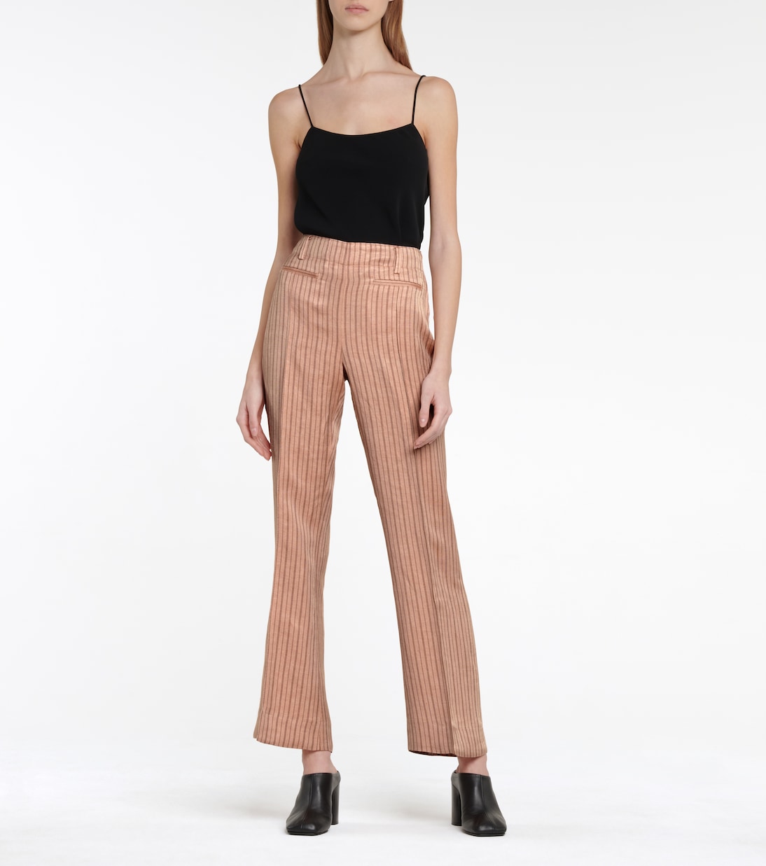 High-rise straight linen-blend pants | Acne Studios