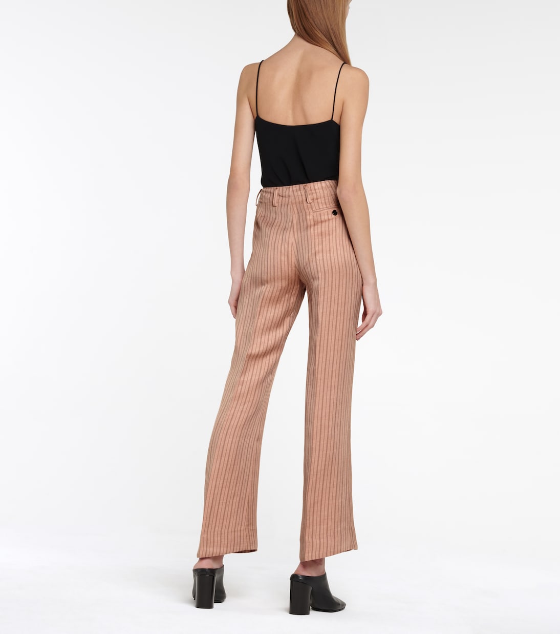 High-rise straight linen-blend pants | Acne Studios