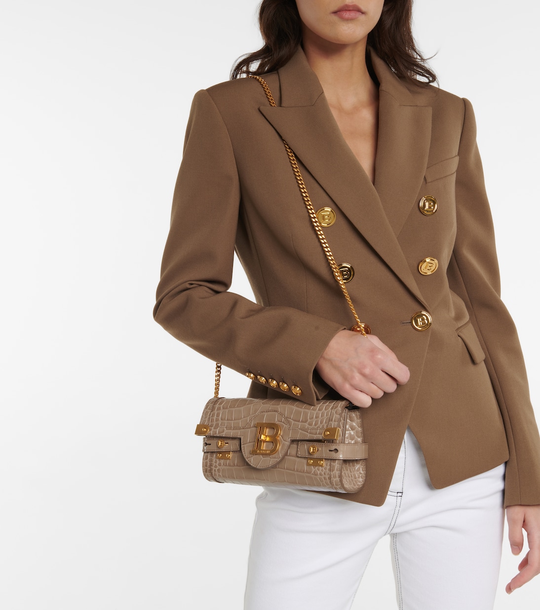Borsa a tracolla B-Buzz 23 in pelle stampata | Balmain