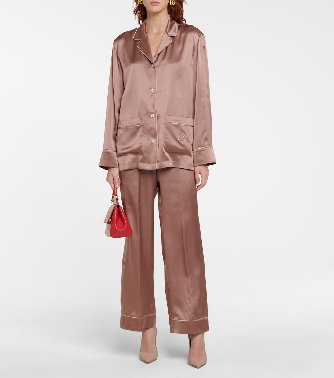 Camisa de pijama en satén y seda | Dolce&Gabbana