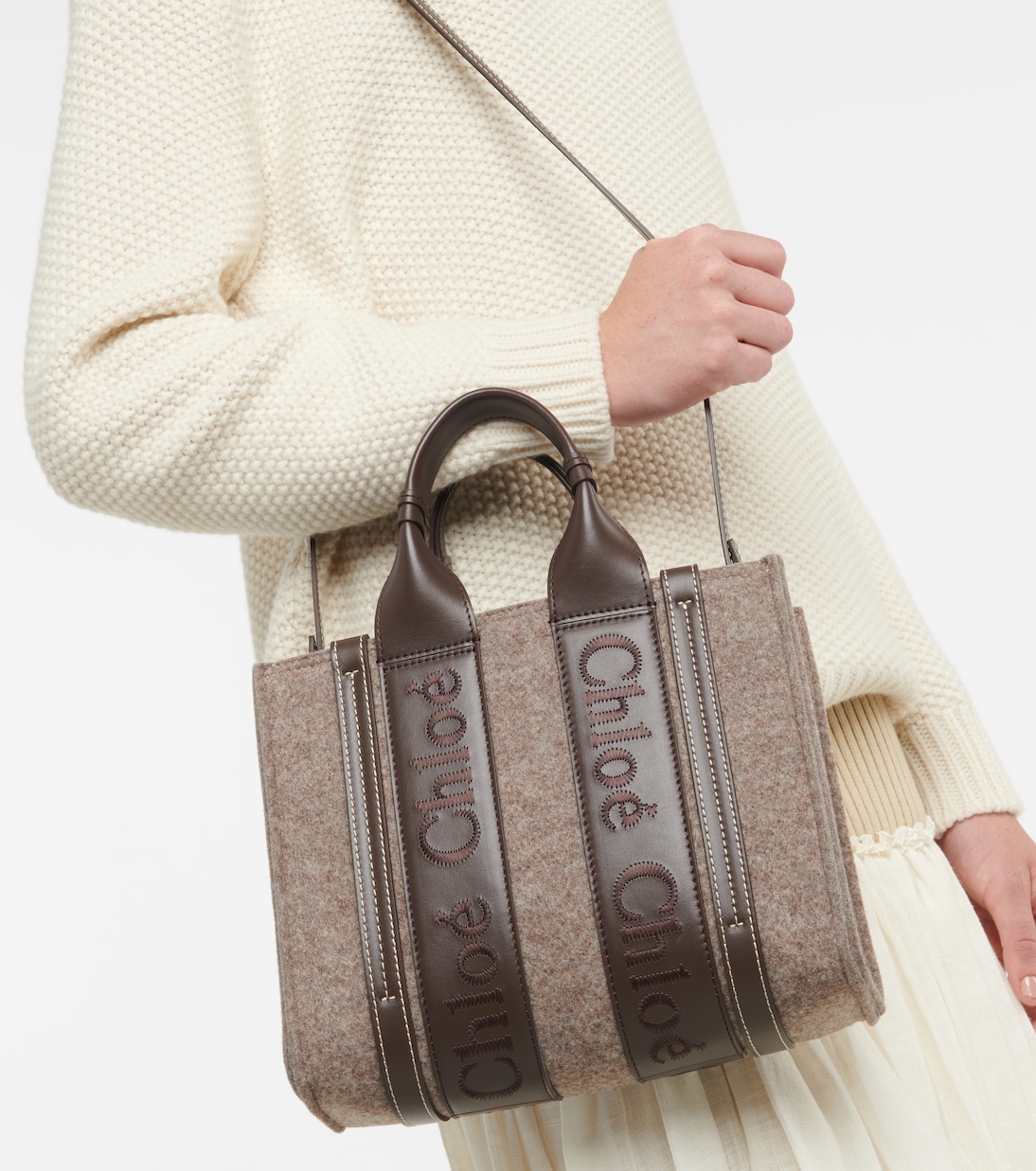 Woody Small felted tote bag | Chloé