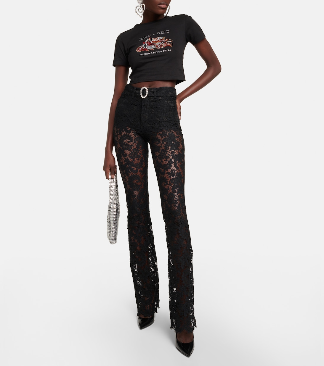 Pantaloni in pizzo a vita alta | Alessandra Rich