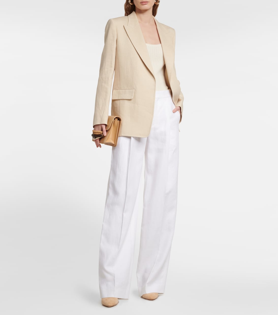 Mid-rise straight linen pants | Chloé