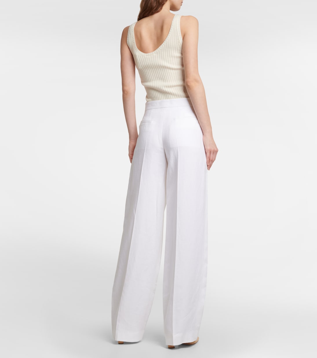 Mid-rise straight linen pants | Chloé
