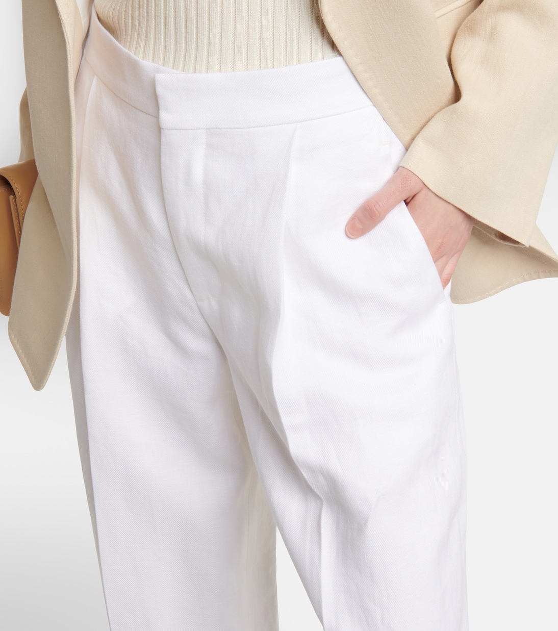 Mid-rise straight linen pants | Chloé