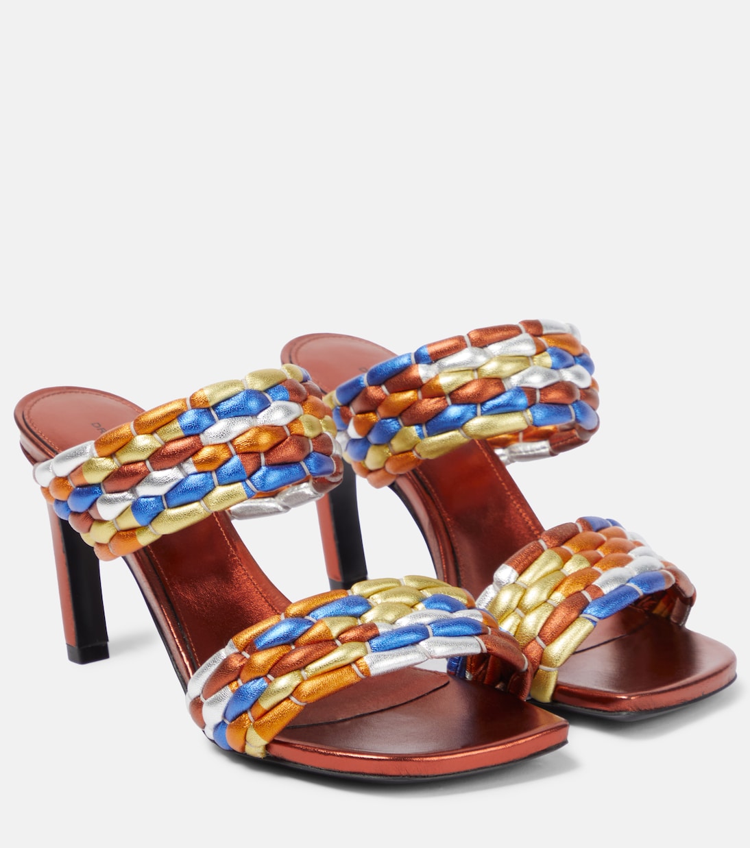 Printed leather mules in multicoloured - Dries Van Noten