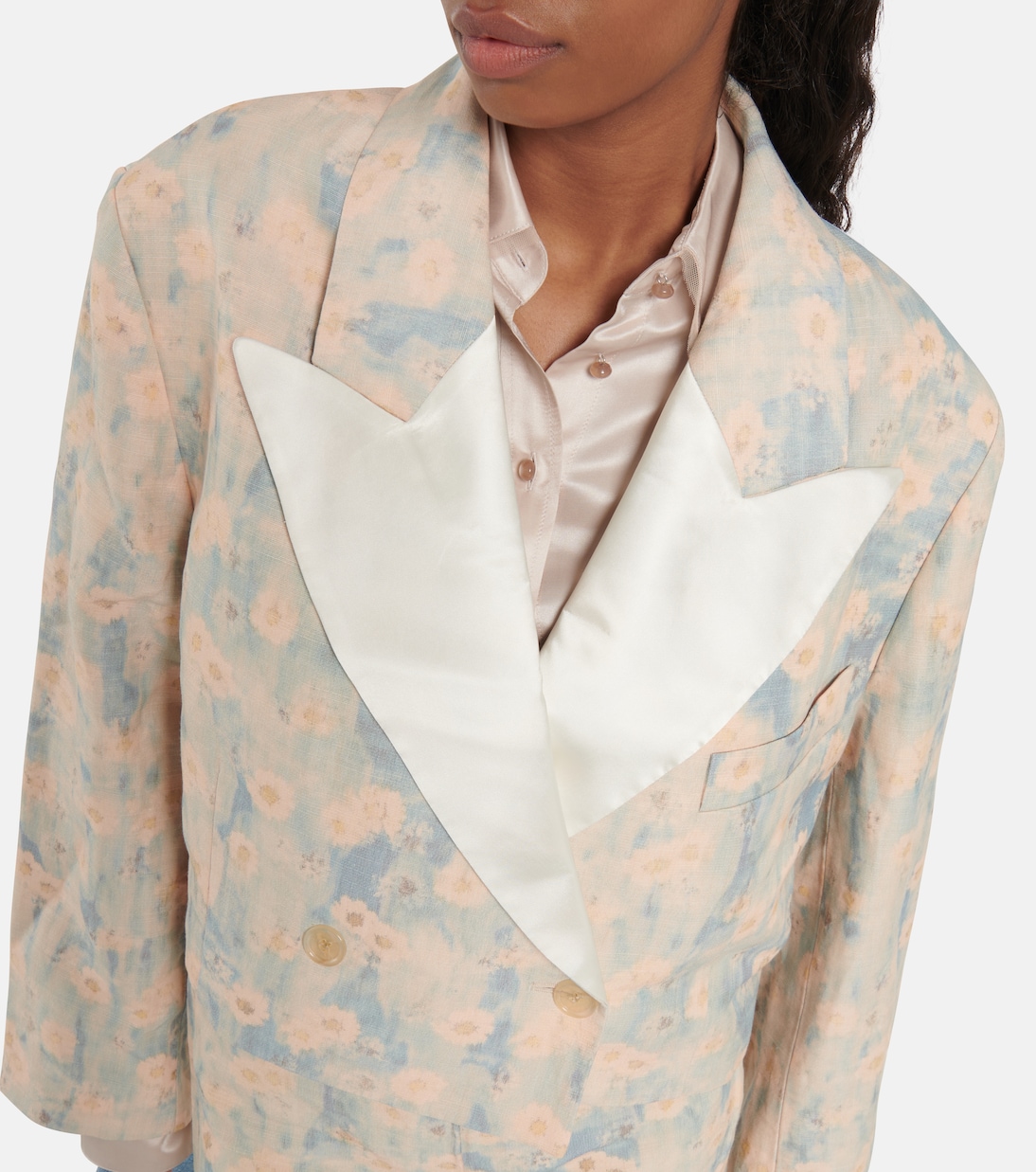 Blazer raccourci oversize à fleurs | Acne Studios