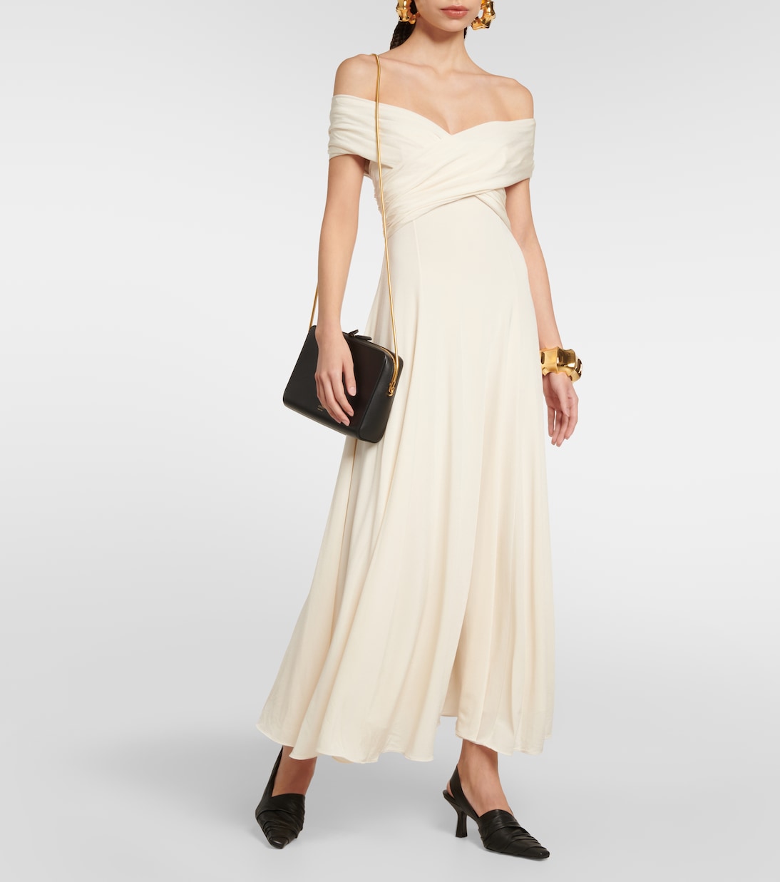 Bruna off-shoulder crêpe maxi dress | Khaite